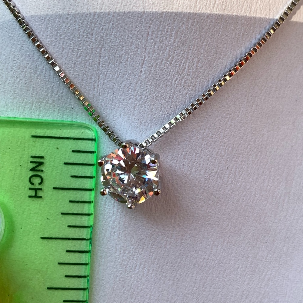 Sterling Silver 925 2 ct. Diamond  CZ Necklace - Picture 4 of 6